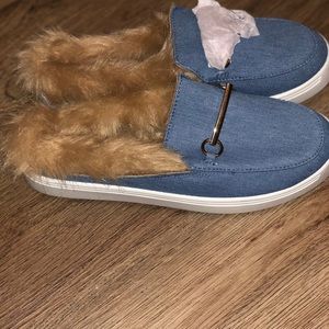 Bamboo Faux Fur Lined Slip On Sneakers